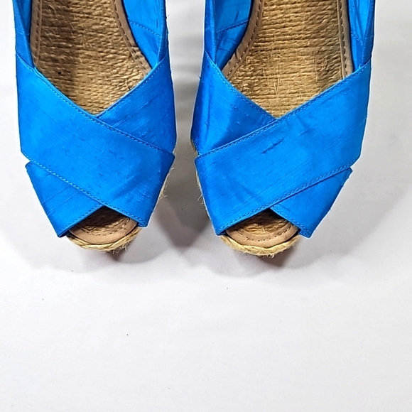 Ralph Lauren Cecila Blue Wedge Sandals Size 9B - Picture 3 of 9